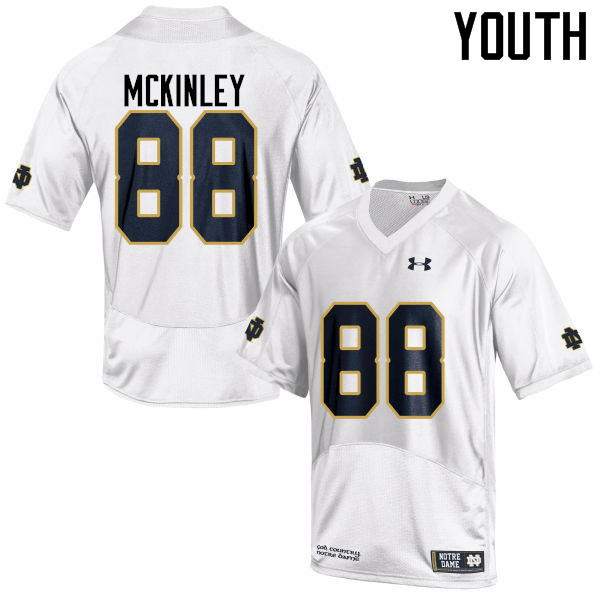 Youth NCAA Notre Dame Fighting Irish #88 Javon McKinley Stitched College Under Armour Authentic White Football Jersey RA10Y51GU